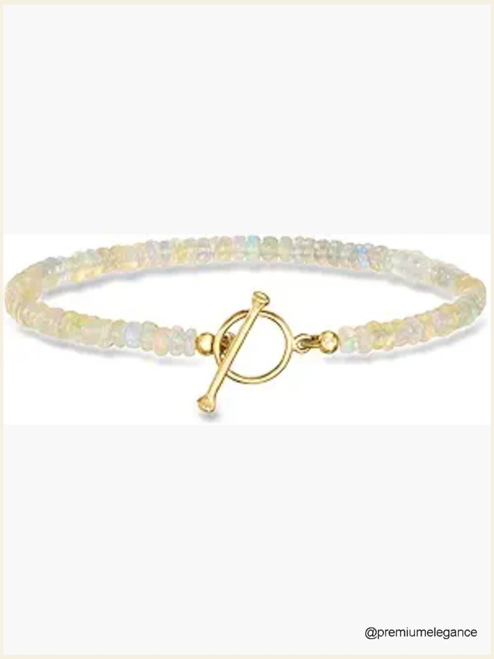 Opal Bead Charm Toggle Bracelet in 18kt Gold Over Sterling
